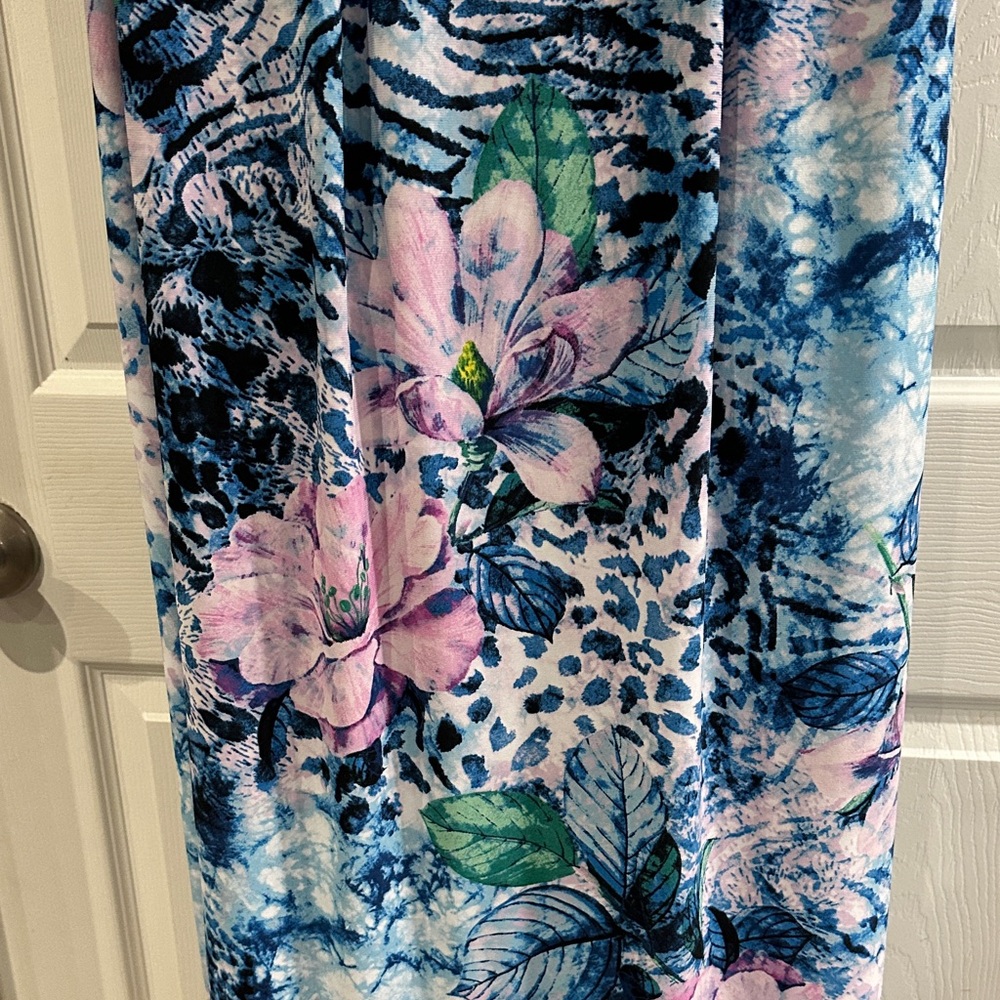 Attitudes by Renee Blue and Pink Patterned maxi Dress - Picture 11 of 15